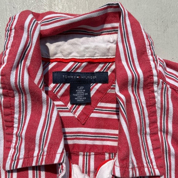 Women's Tommy Hilfiger Shirt Red Striped S Preppy 90s Normcore Yacht Collegiate - Picture 3 of 11